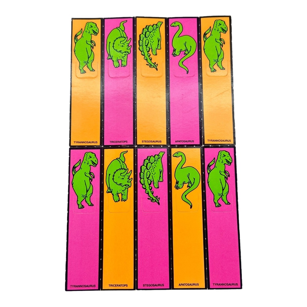 (10) Dinosaur Themed Bookmarks T-Rex‎ Triceratops Jurassic 1990s Bday Party VTG